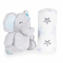 Baby blanket 90/75 cm with toy Elephant pink