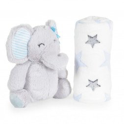 Baby blanket 90/75 cm with toy Elephant pink