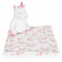 Baby blanket 90/75 cm with toy Unicorn rainbow