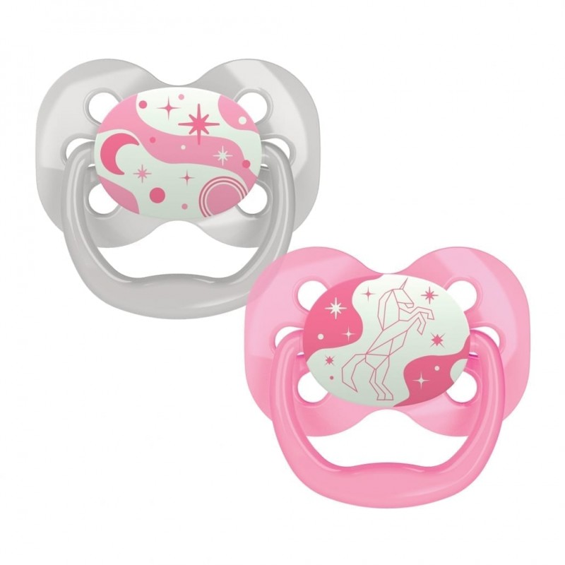 Dr. Brown's Soothers Stg 1 (0-6m) Glow in the Dark Pink