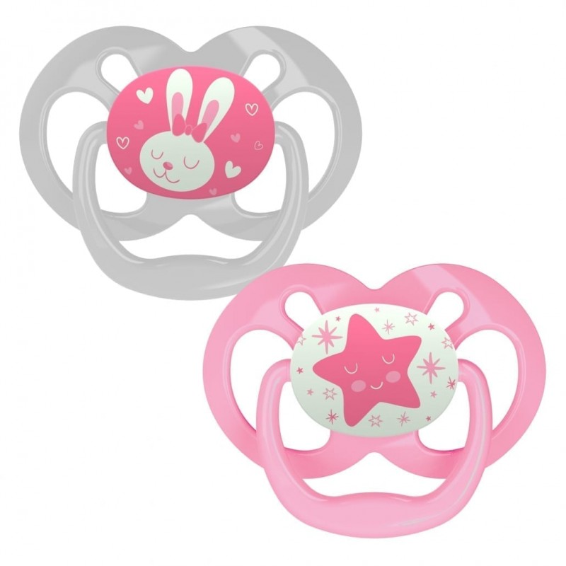 Dr. Brown's Soothers Stg 2 (6-18m) Glow in the Dark Pink