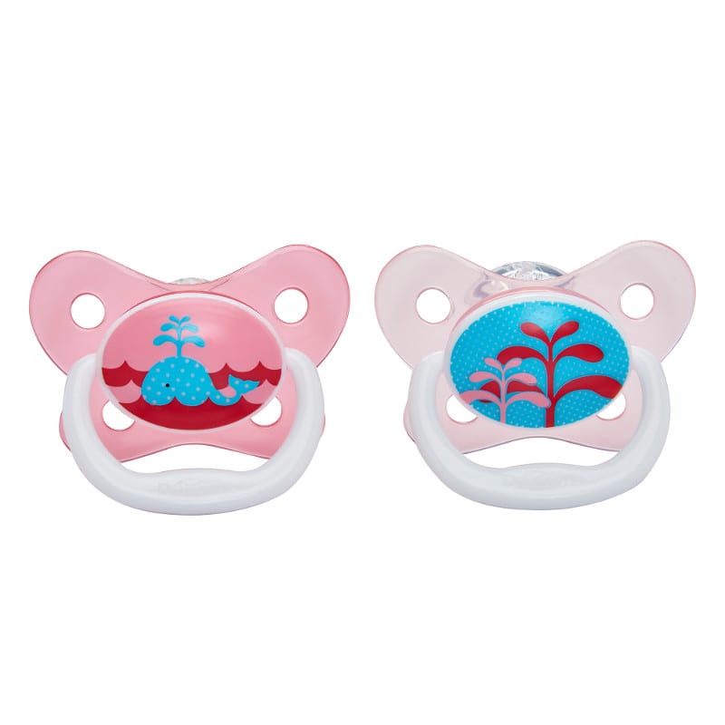 Dr Brown’s PreVent Pacifiers Twin Pack - 0-6m (Pink Whale)