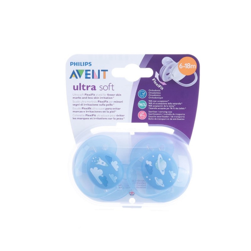 Philips Avent Silicone ultra-soft Soothers 6-18m Months (2 Pieces)