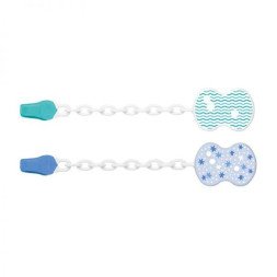 Chicco Soother Clip with Chain - Blue