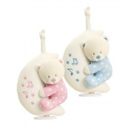 KEEL POLKA DOT MUSICAL BEAR ON MOON COT TOY