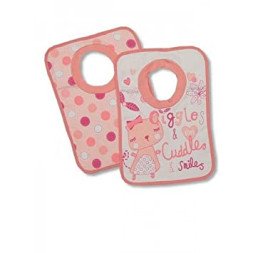 Baby Girls Giggles & Cuddles & Smiles Pop-Over Bibs (Pack Of 2) (One Size) (Pink/White)