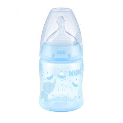 NUK  BABY BOTTLE WITH SILICONE TEAT, 0 TO 6 MONTHS , 150 ML, SIZE M blue